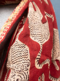 Bagru Scarf - Red with Animal 01