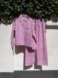 Pajamas Block Print - Candy Pink With. Flowers