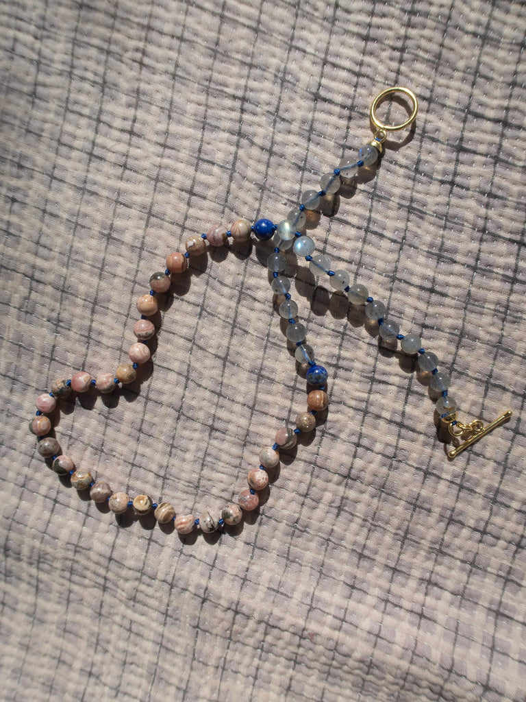 Grannys Stone Necklace - Rhodonite and labradorite