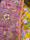 Quiltet babytæppe - Pink/Yellow