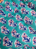 Quiltet babytæppe - Turquoise/Red stripe