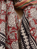 Bagru Scarf - Red with Flower 05
