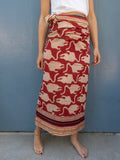 Bagru Scarf - Red with Animal 01