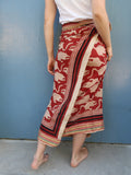 Bagru Scarf - Red with Animal 01