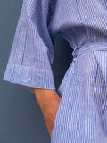 Kimono Blockprint Blue Stripe