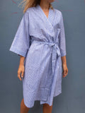 Kimono Blockprint Blue Stripe