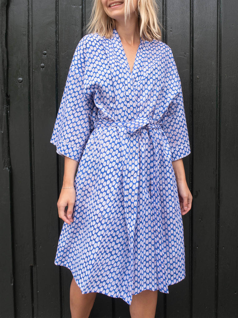 Kimono Blockprint Bright Blue