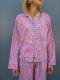 Pajamas Block Print - Candy Pink With. Flowers