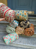 Quiltet tæppe - Turquoise / Rose Stripe