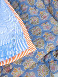 Quiltet babytæppe - Blue / Blue stripe