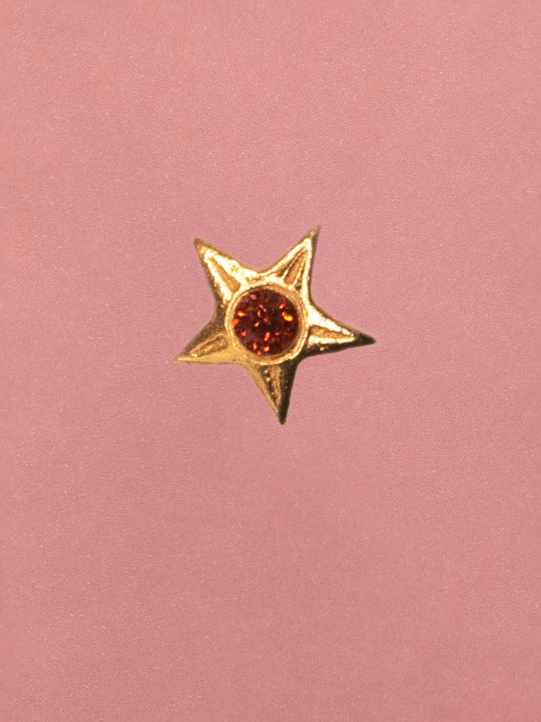 Earring No. 40 - Stud Star - Garnet