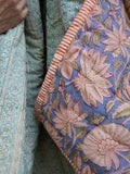 Quiltet tæppe - Soft Blue / Mint