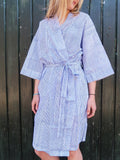 Kimono Blockprint Blue Stripe