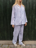Pajama Blockprint Blue Stripe