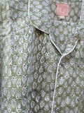 Pajamas Blockprint Green Leaves