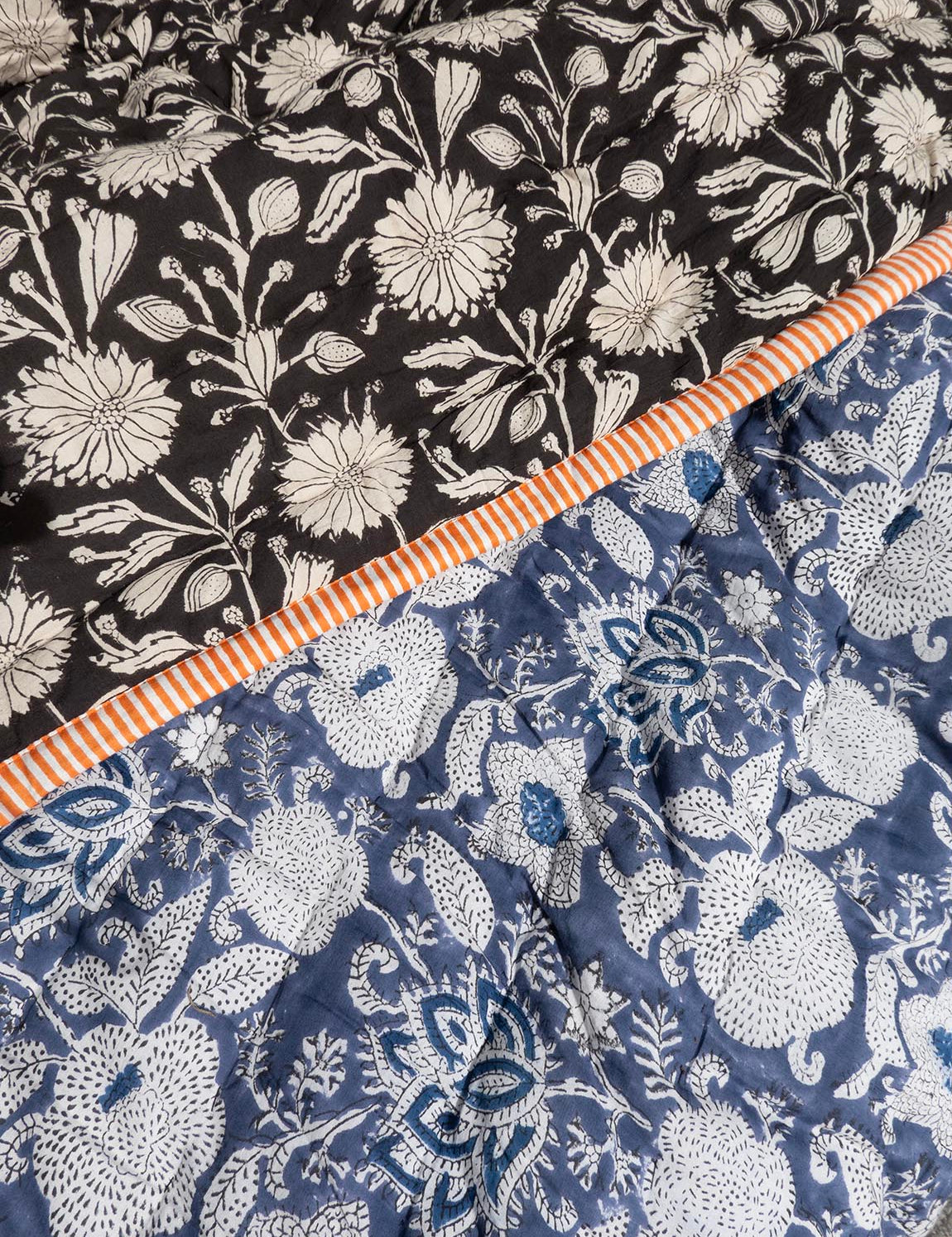 Quilted blanket – 02 Midnight Garden / Black Flower