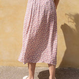Summer Skirt - 101 White with Red Flowers