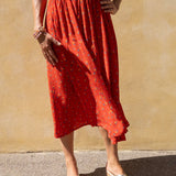 Summer Skirt - 113 Red with Small Flowers