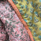 Quilted Baby Blanket - Olive / Light Pink