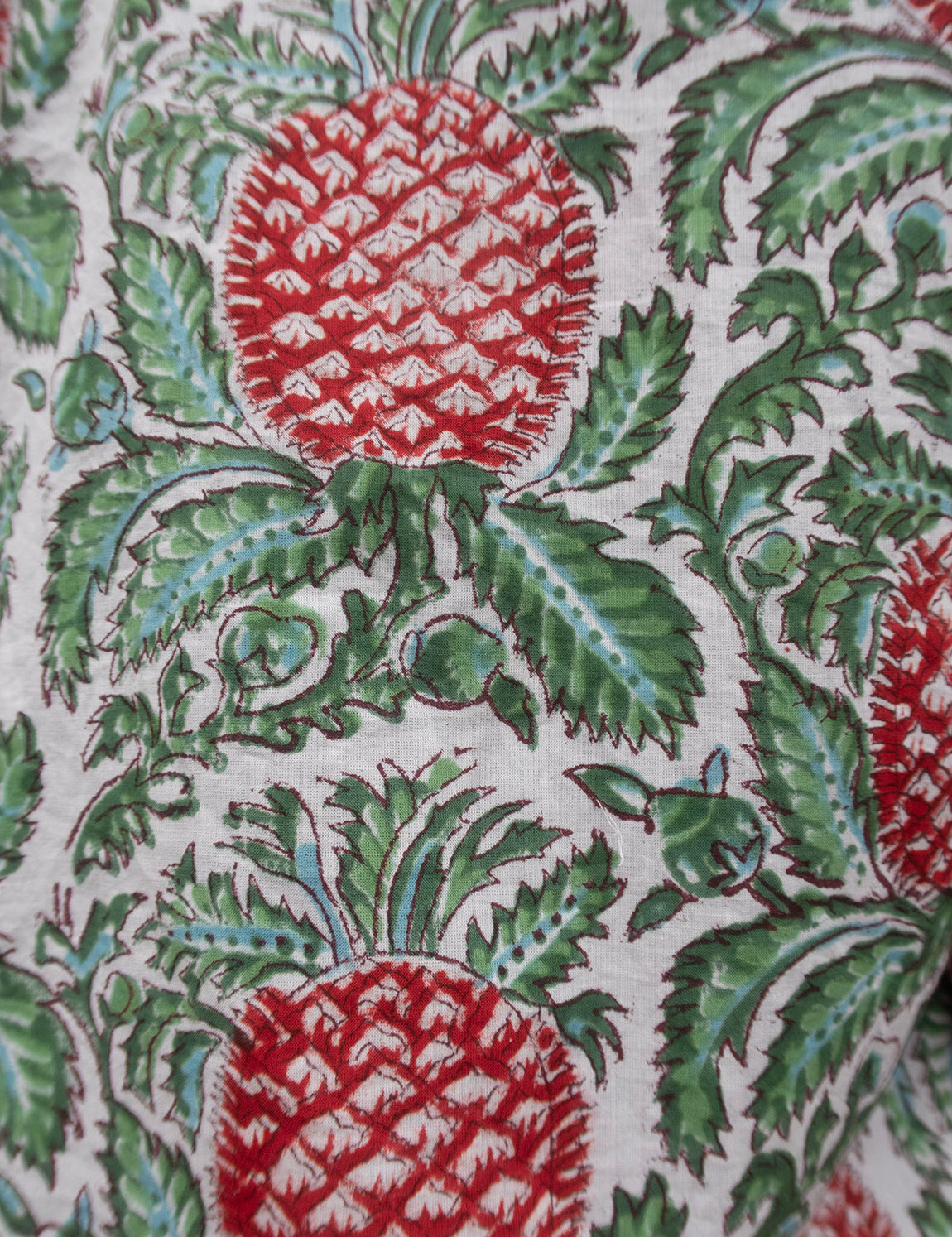 Blockprint pajamas - Green with Red Pineapple