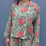 Pyjamas Blockprint - Green with Red Pineapple