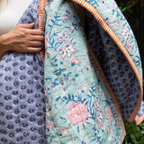 Quiltet tæppe -  24 Mint/Warm Blue