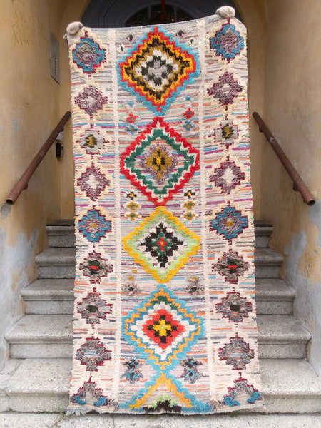 Moroccan vintage blanket - Boucherouite Kilim 306
