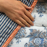Quilted baby blanket - Blue Stripe/ Porcelain