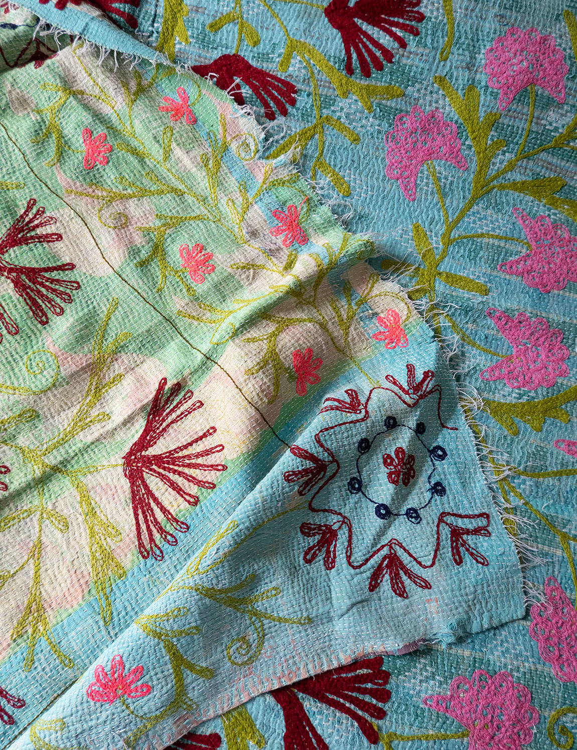 Indisk kantha suzani sengetæppe 39