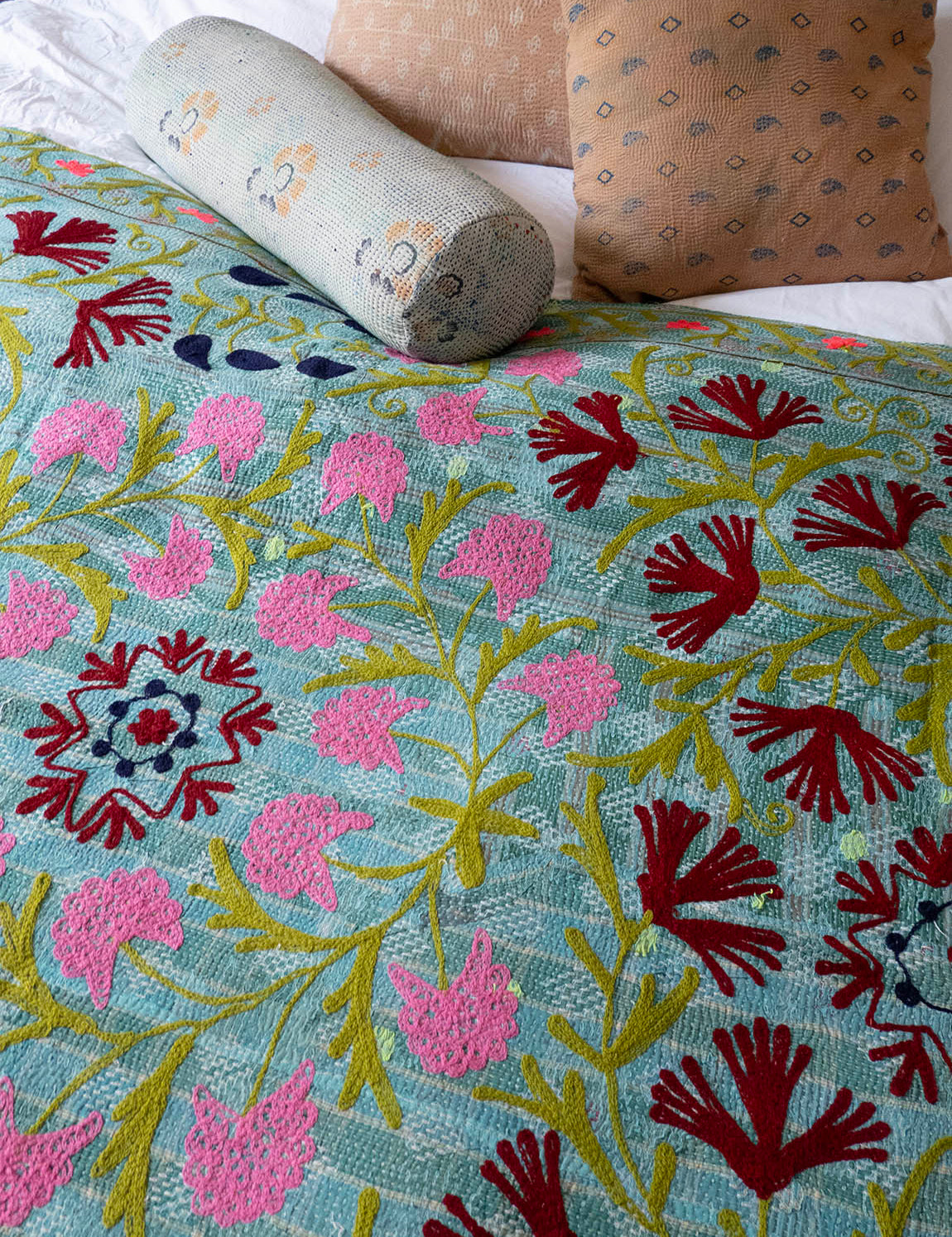 Indisk kantha suzani sengetæppe 39