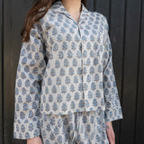 Pyjamas Blockprint - Grey Blue Flower