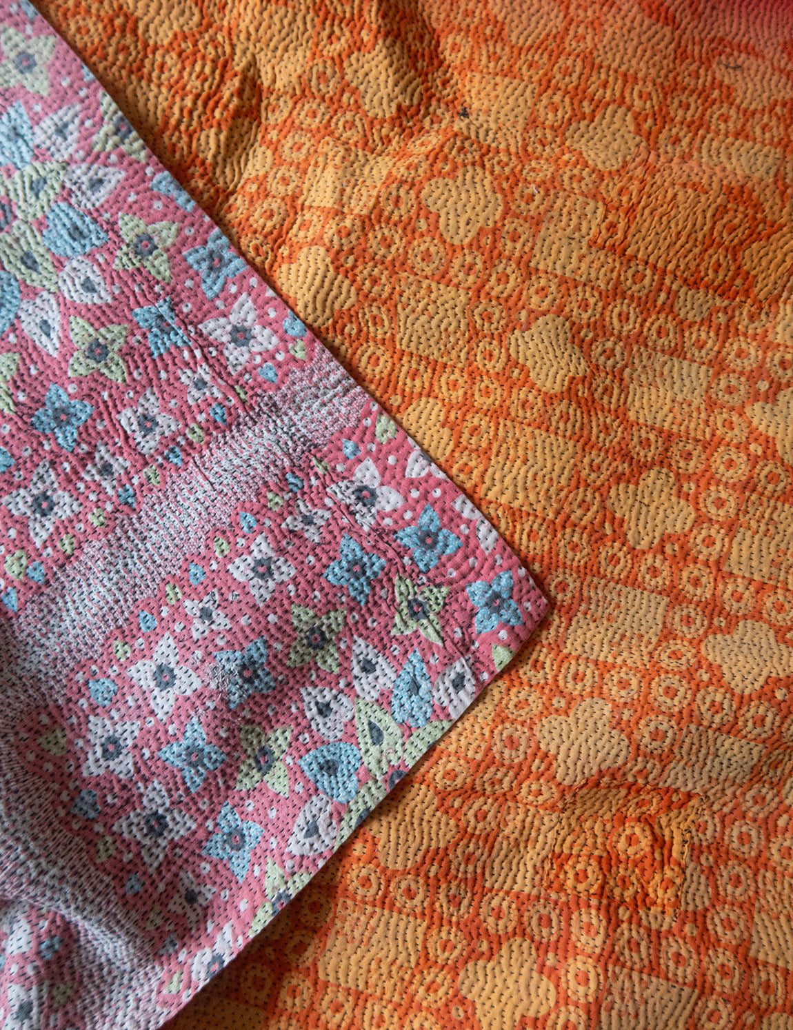Indian kantha bedspread - 410