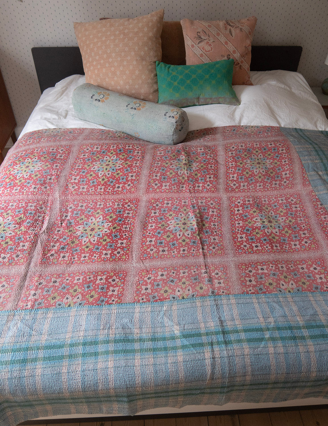 Indian kantha bedspread - 410