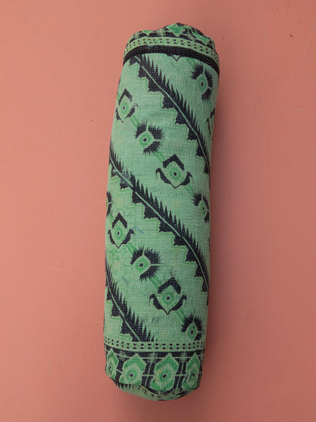 Indian Kantha Pillow Cylinder - 235 Green