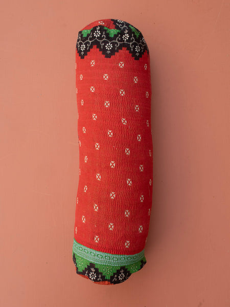 Indian Kantha Pillow Cylinder - 235 Green