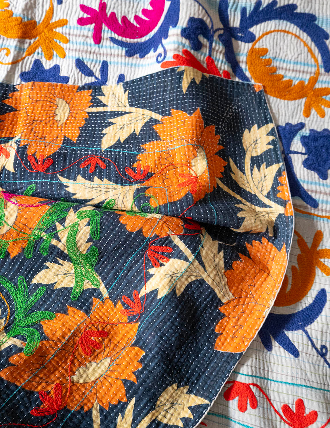 Indisk kantha suzani sengetæppe 43