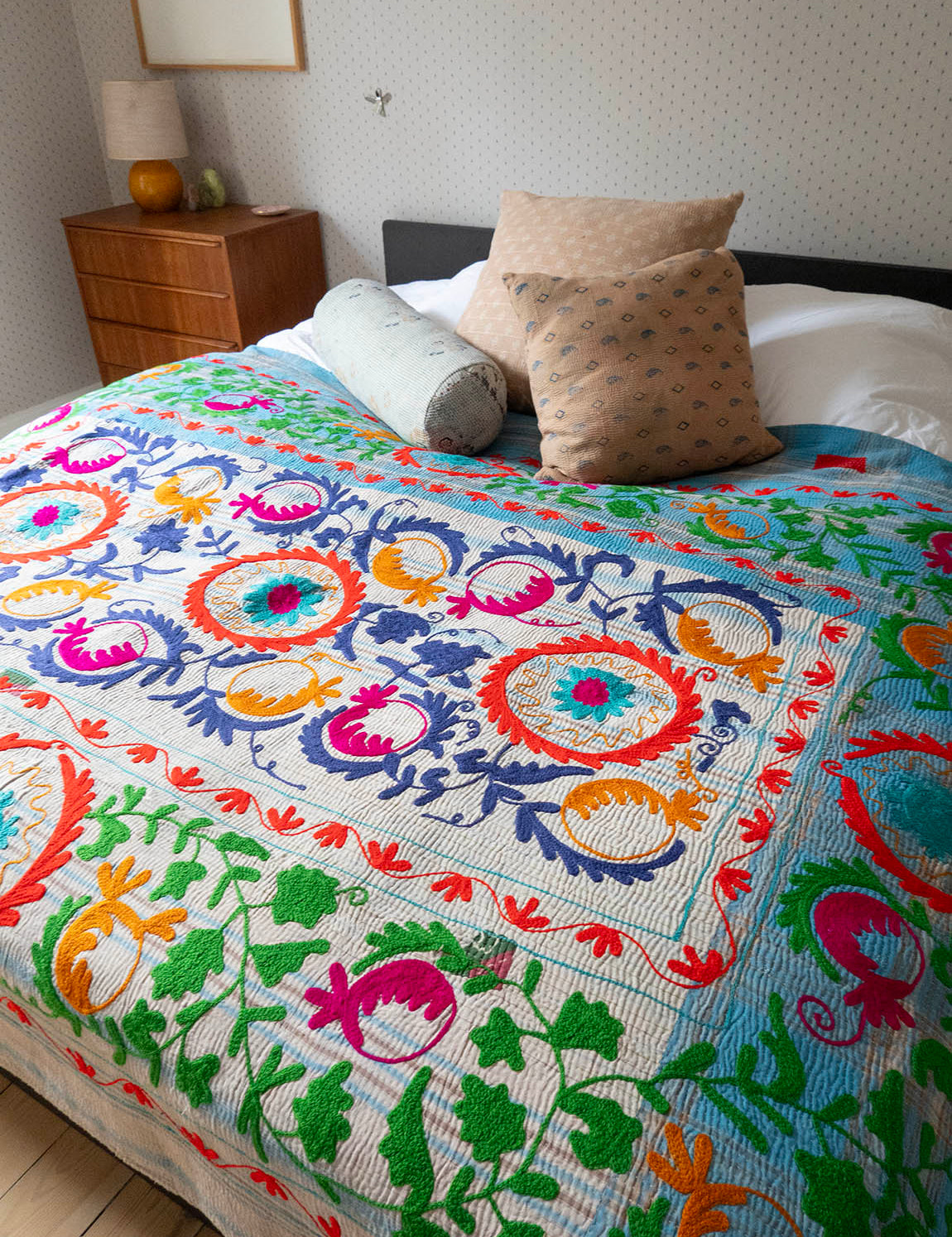 Indisk kantha suzani sengetæppe 43
