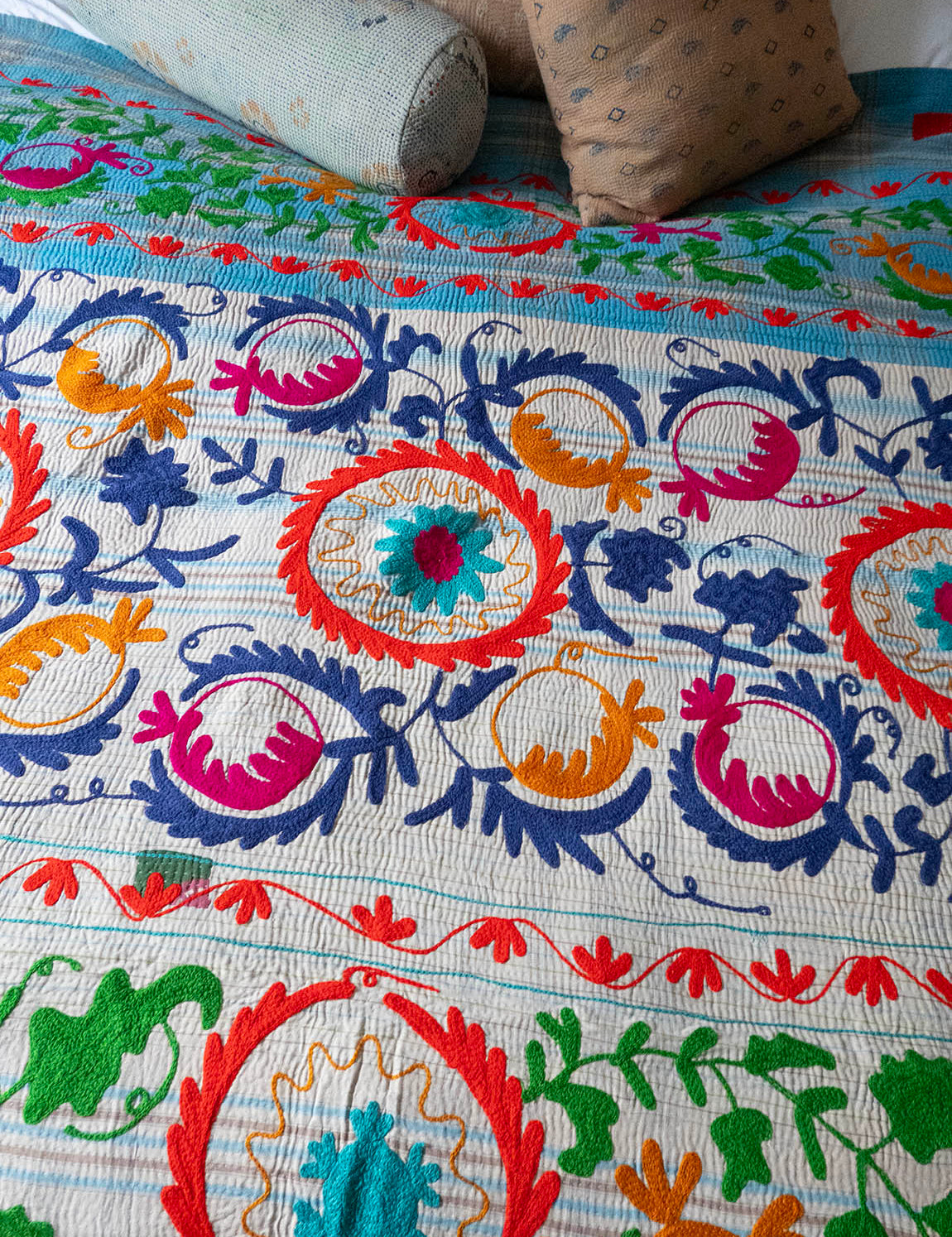 Indisk kantha suzani sengetæppe 43