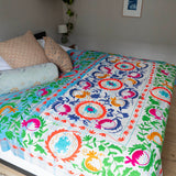 Indisk kantha suzani sengetæppe 43