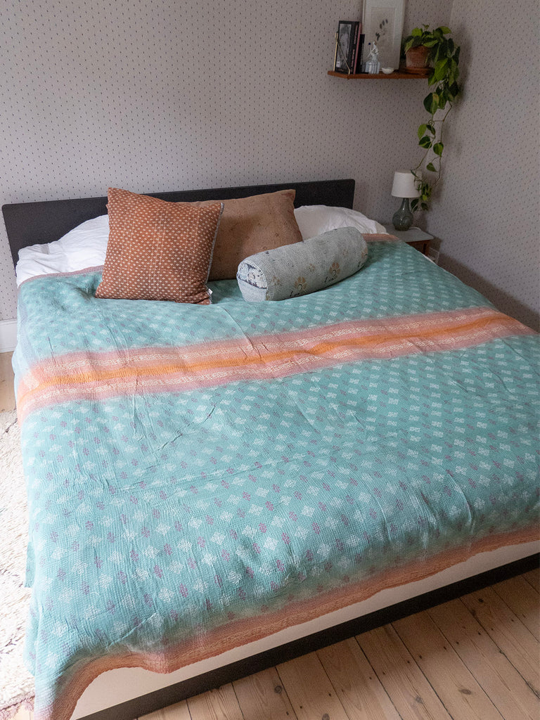 Indian kantha bedspread - 410