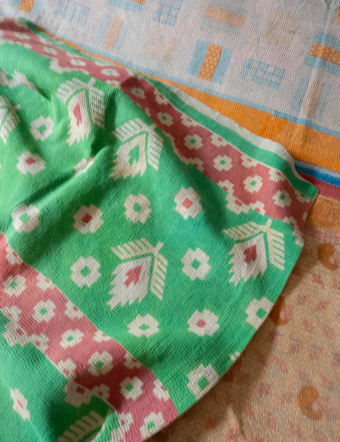 Indian kantha bedspread - 460