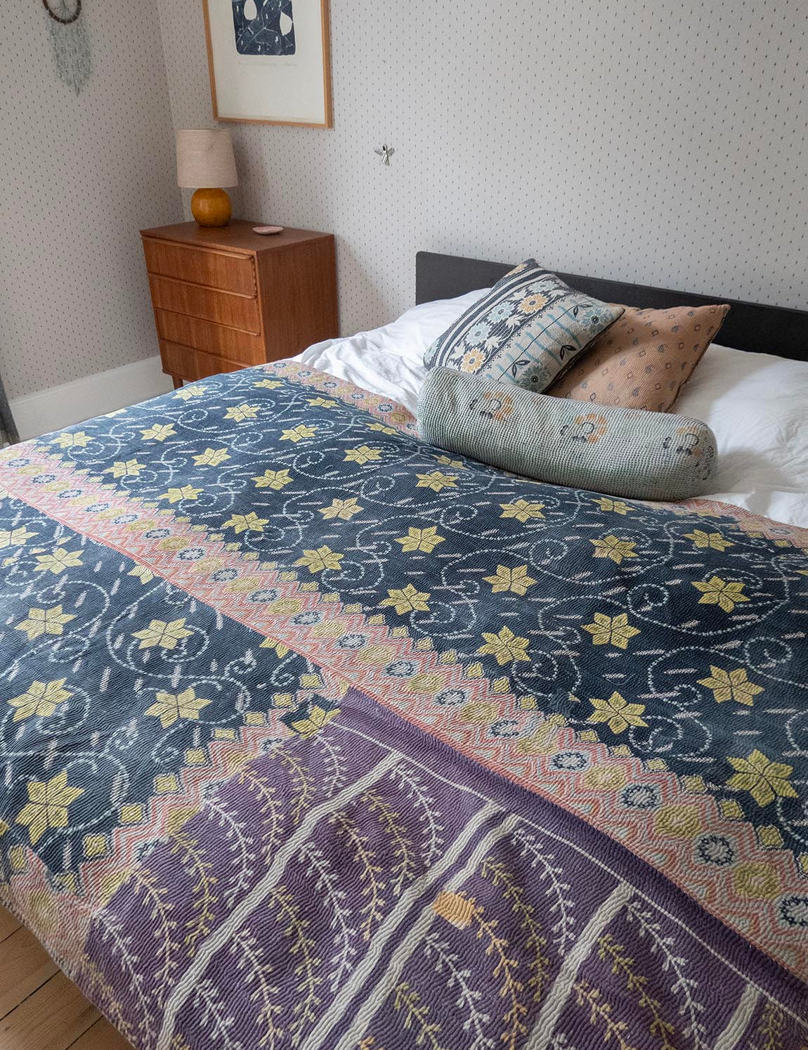 Indian kantha bedspread - 467