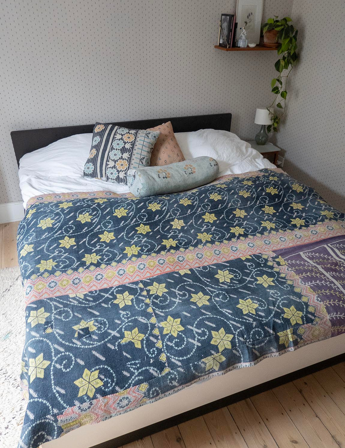 Indian kantha bedspread - 467