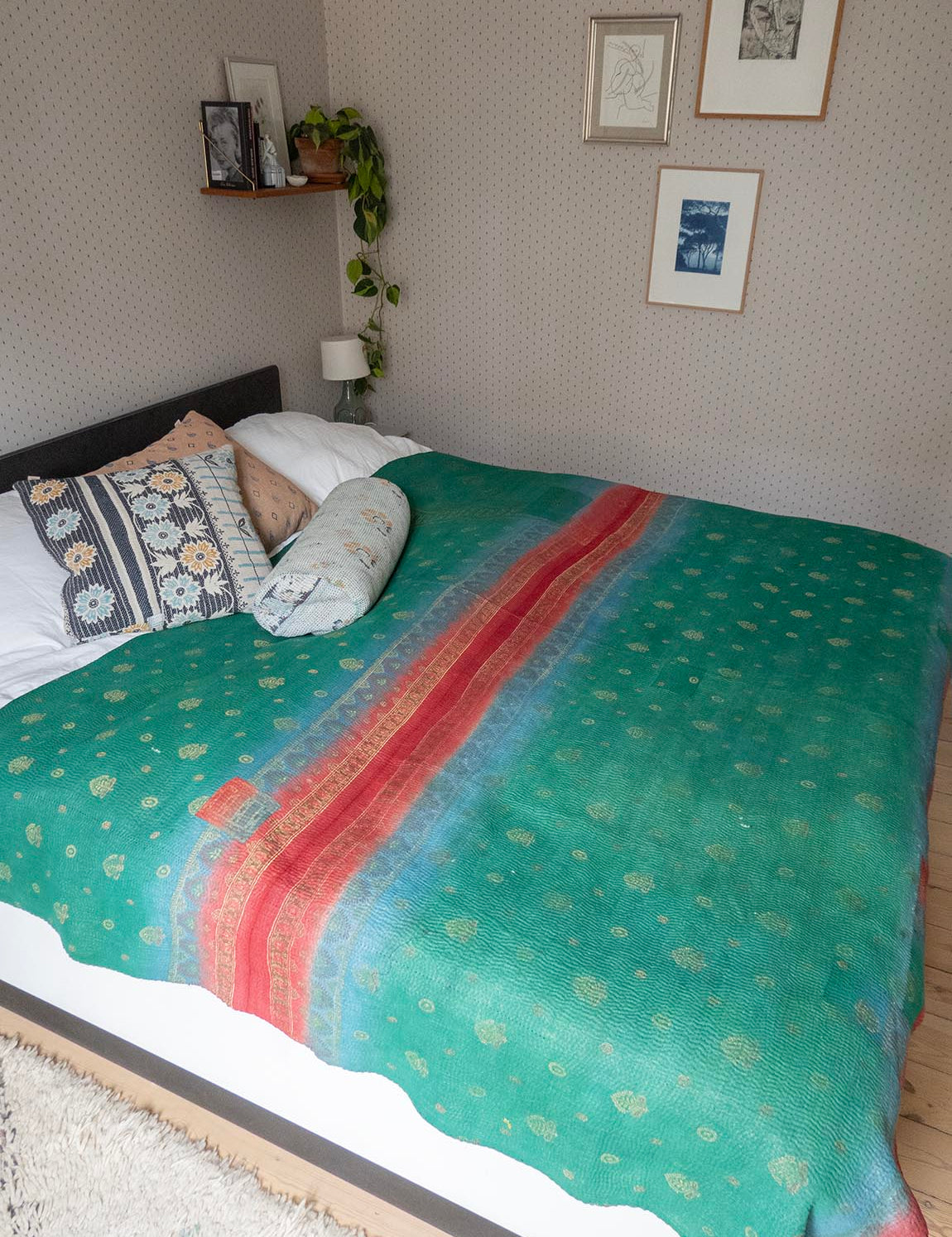 Indian kantha bedspread - 470