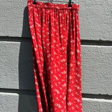 Summer Skirt - 109 Dark Red with Flowers