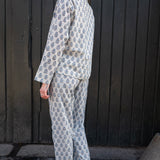 Pyjamas Blockprint - Grey Blue Flower