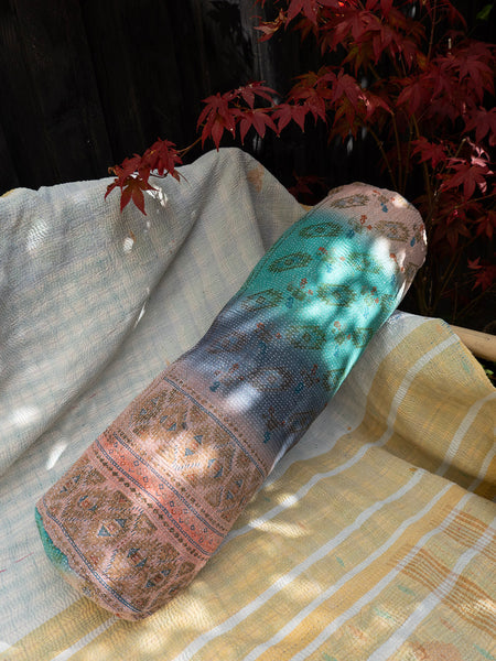 Indian Kantha Pillow Cylinder - 235 Green