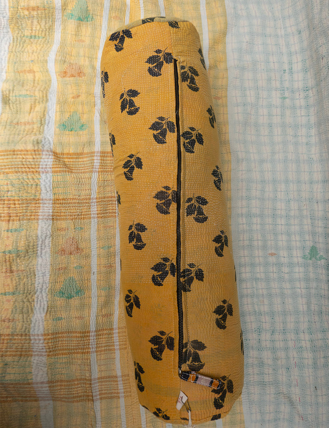 Indian kantha cushion Cylinder - 542