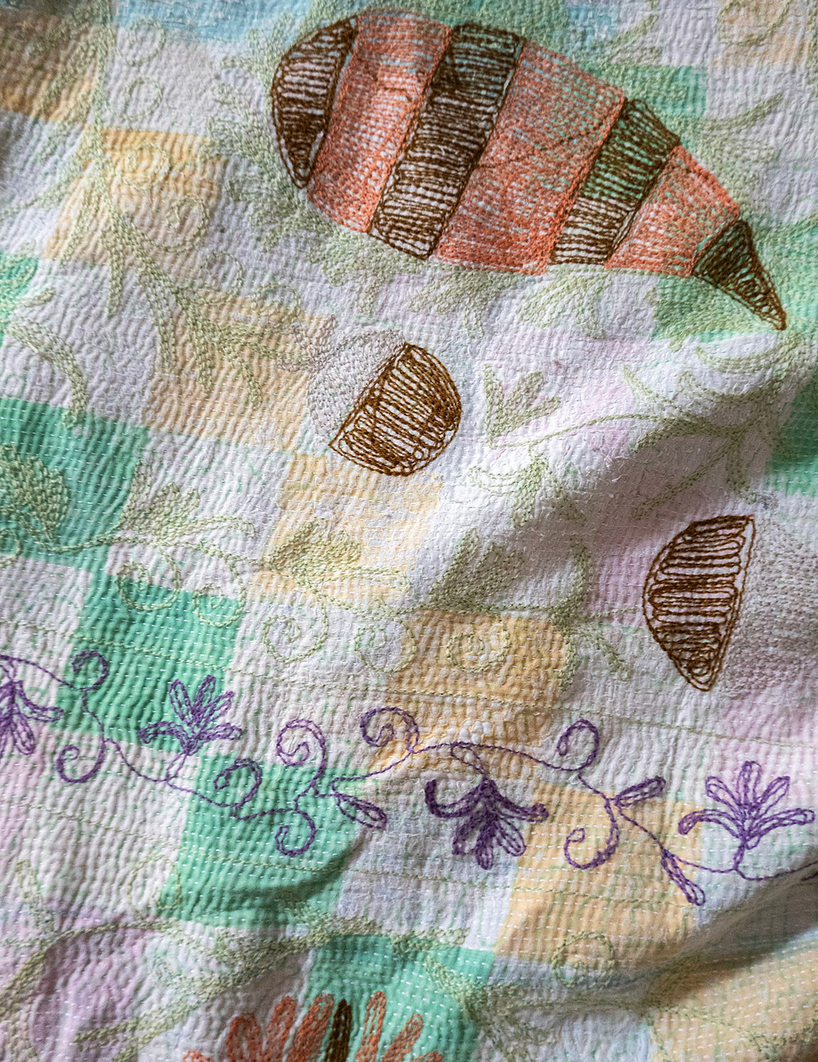 Indisk kantha suzani sengetæppe 54