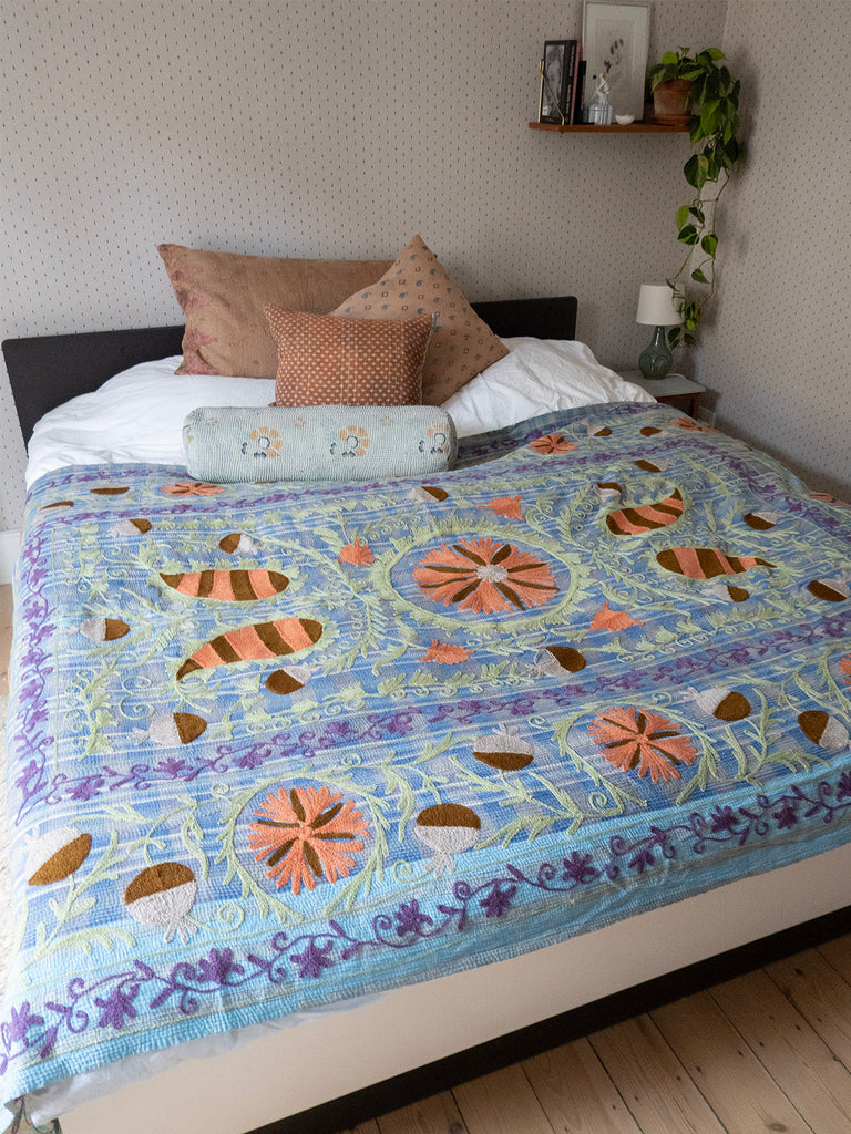 Indisk kantha suzani sengetæppe 54